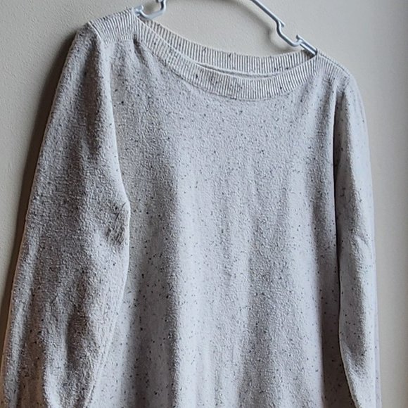 LOFT Oatmeal Speckled Crew Neck Sweater Size Large - Picture 2 of 13